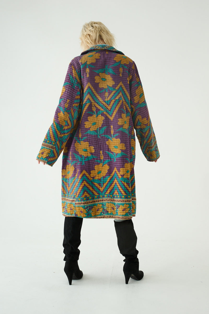 Repurposed Quilted Kantha Coat Multicolour 008