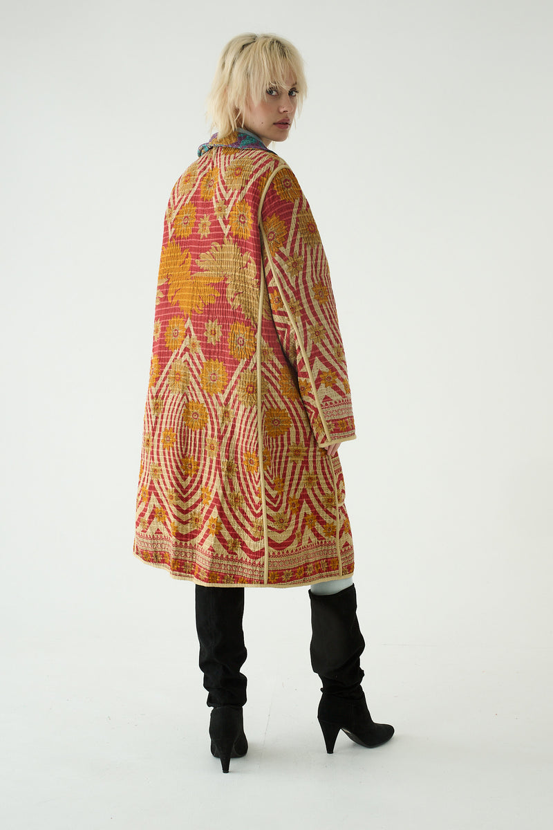 Repurposed Quilted Kantha Coat Multicolour 008