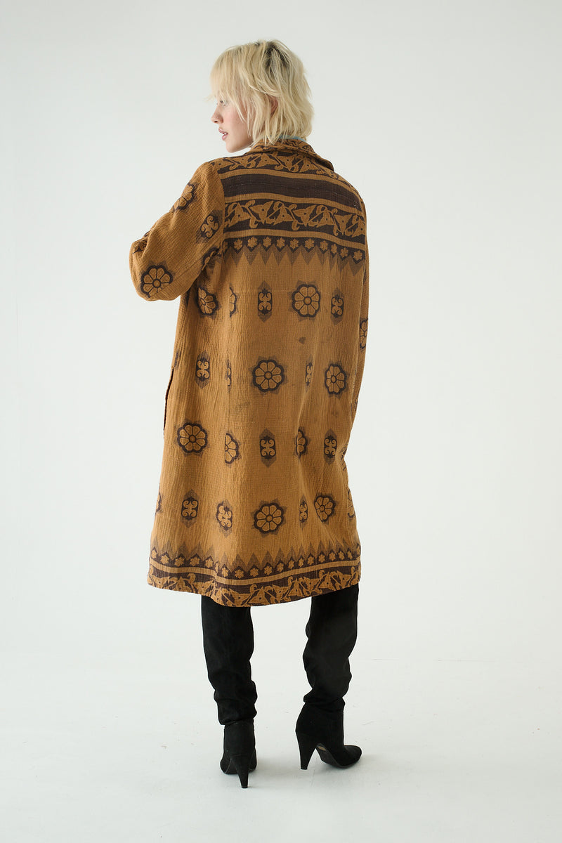 Repurposed Quilted Kantha Coat Natural 013
