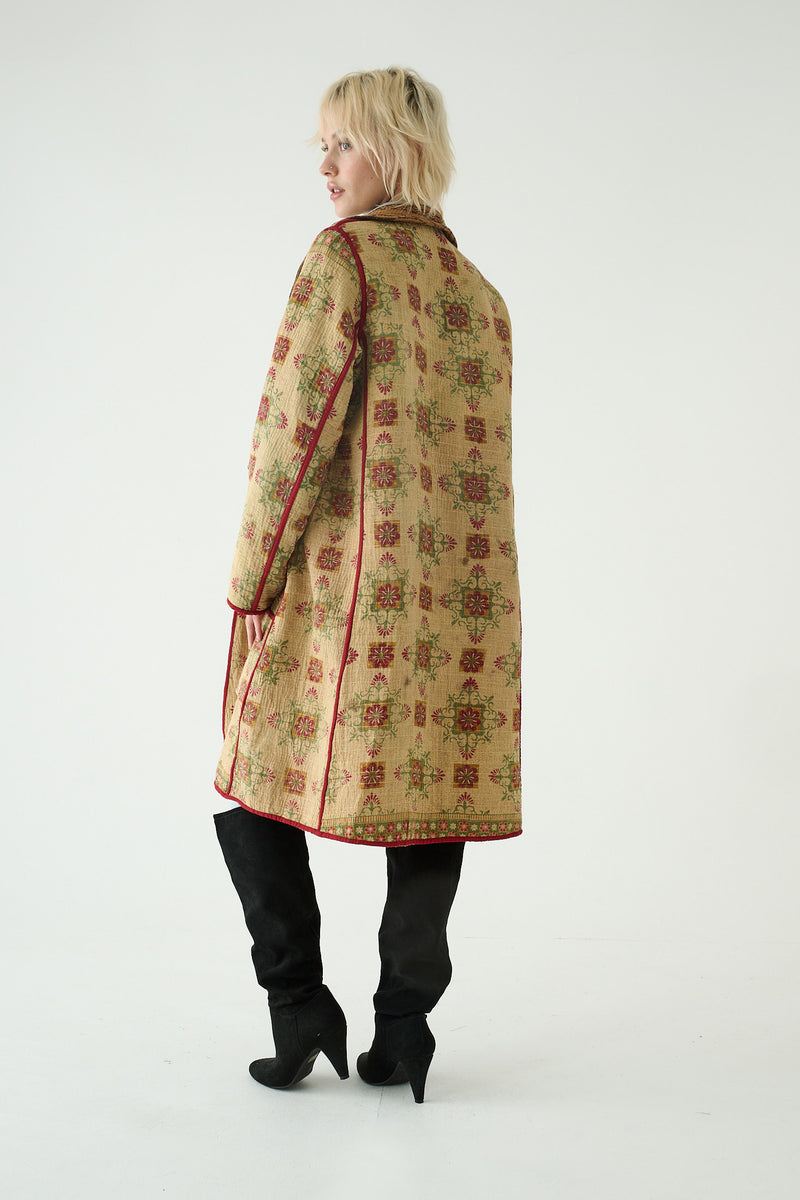 Repurposed Quilted Kantha Coat Natural 013