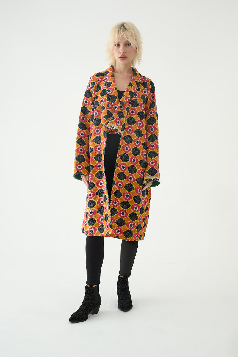 Repurposed Quilted Kantha Coat Multicolour 017