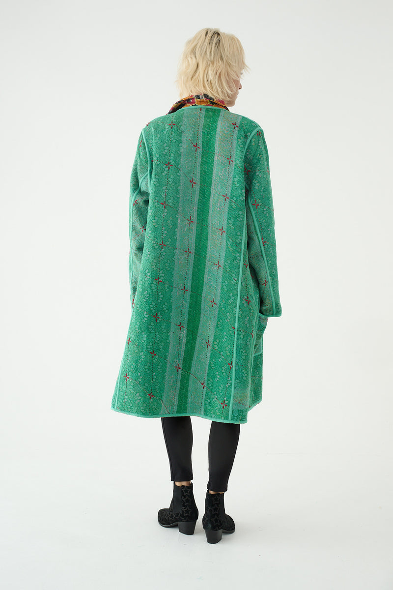 Repurposed Quilted Kantha Coat Multicolour 017