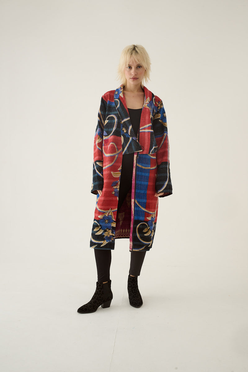 Repurposed Quilted Kantha Coat Multicolour 021