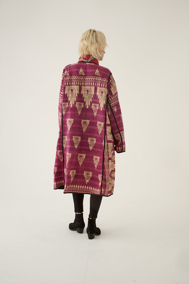 Repurposed Quilted Kantha Coat Multicolour 021