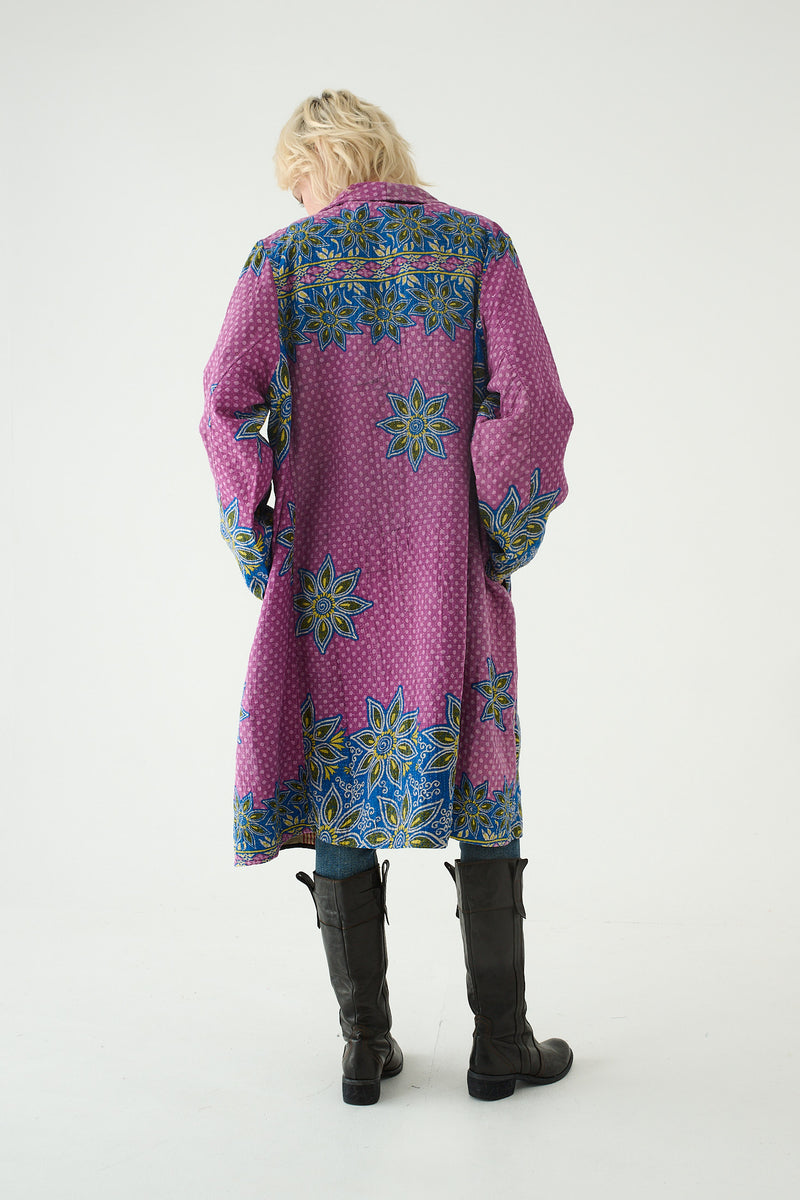 Repurposed Quilted Kantha Coat Pink 002