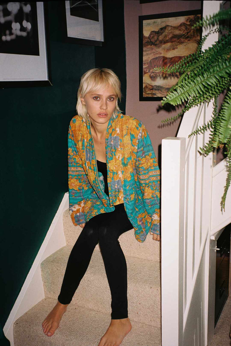 Repurposed Kantha Jacket Turquoise 012