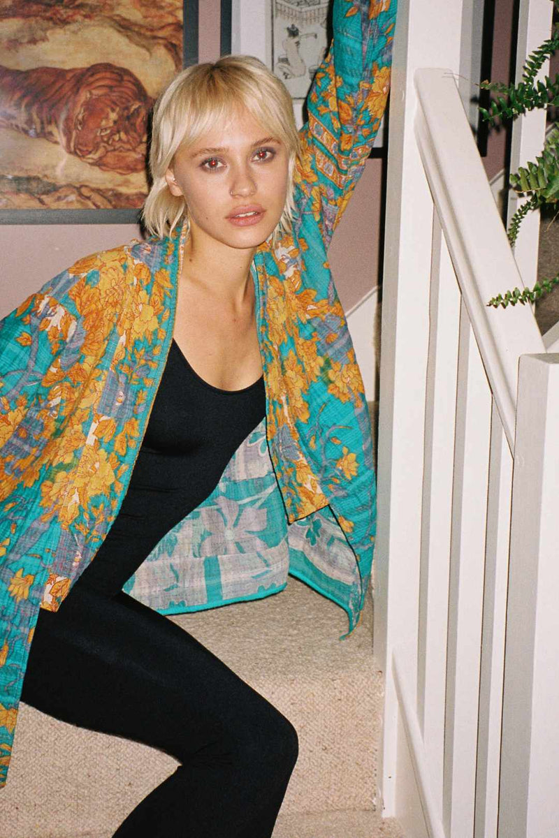Repurposed Kantha Jacket Turquoise 012