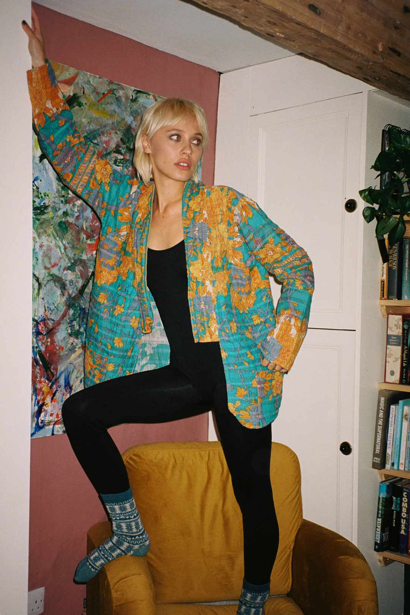 Repurposed Kantha Jacket Turquoise 012