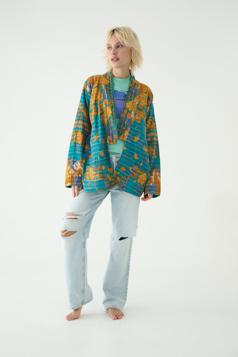 Repurposed Kantha Jacket Turquoise 012