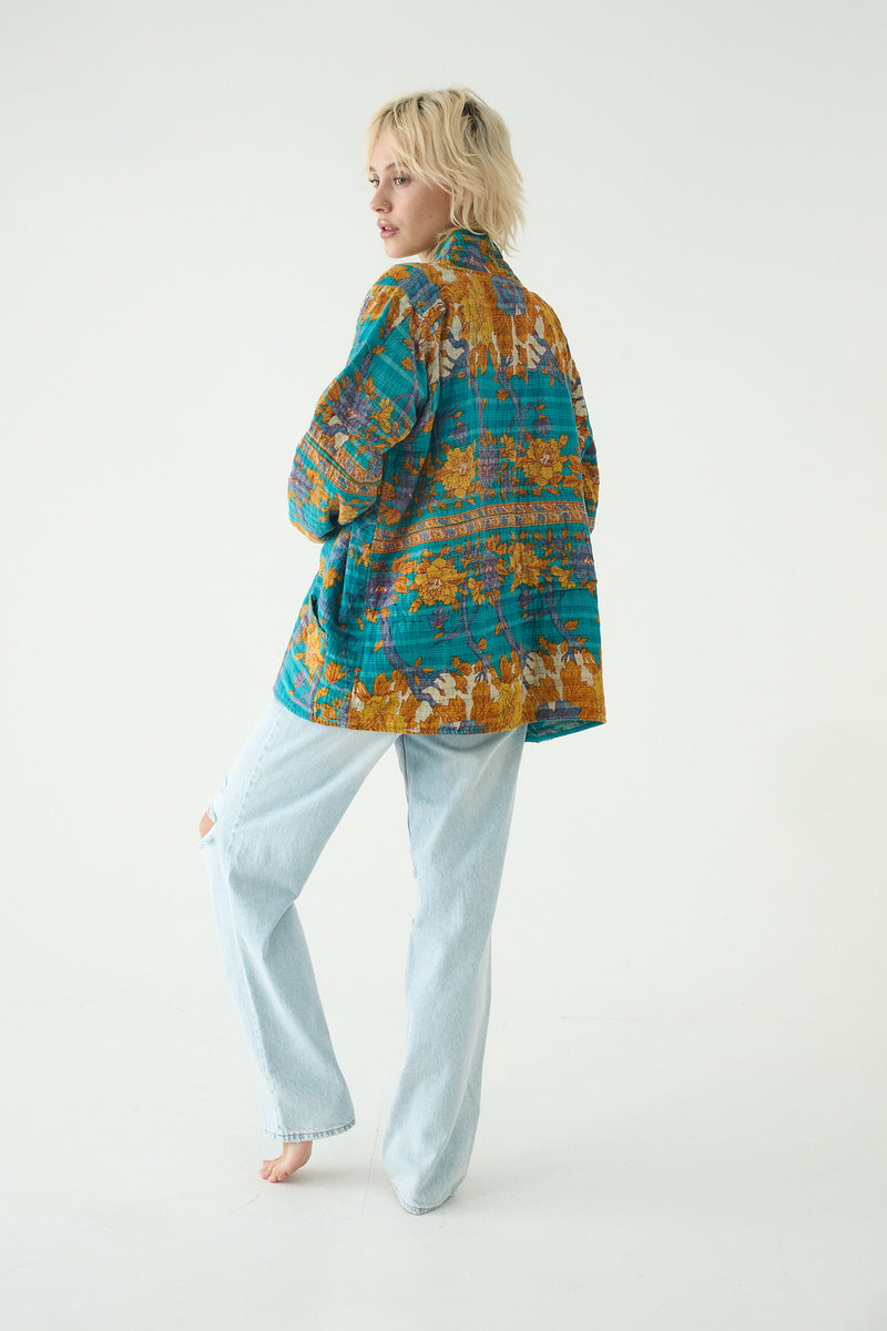 Repurposed Kantha Jacket Turquoise 012