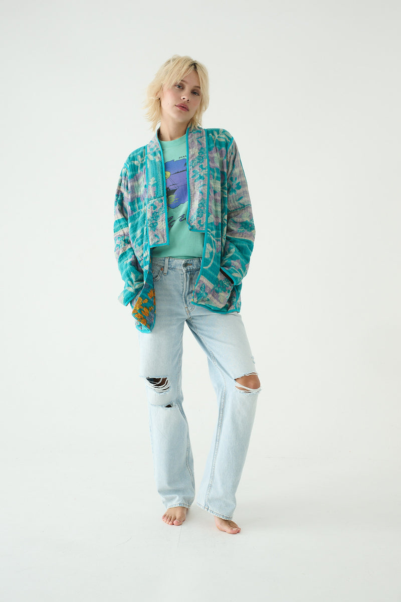 Repurposed Kantha Jacket Turquoise 012