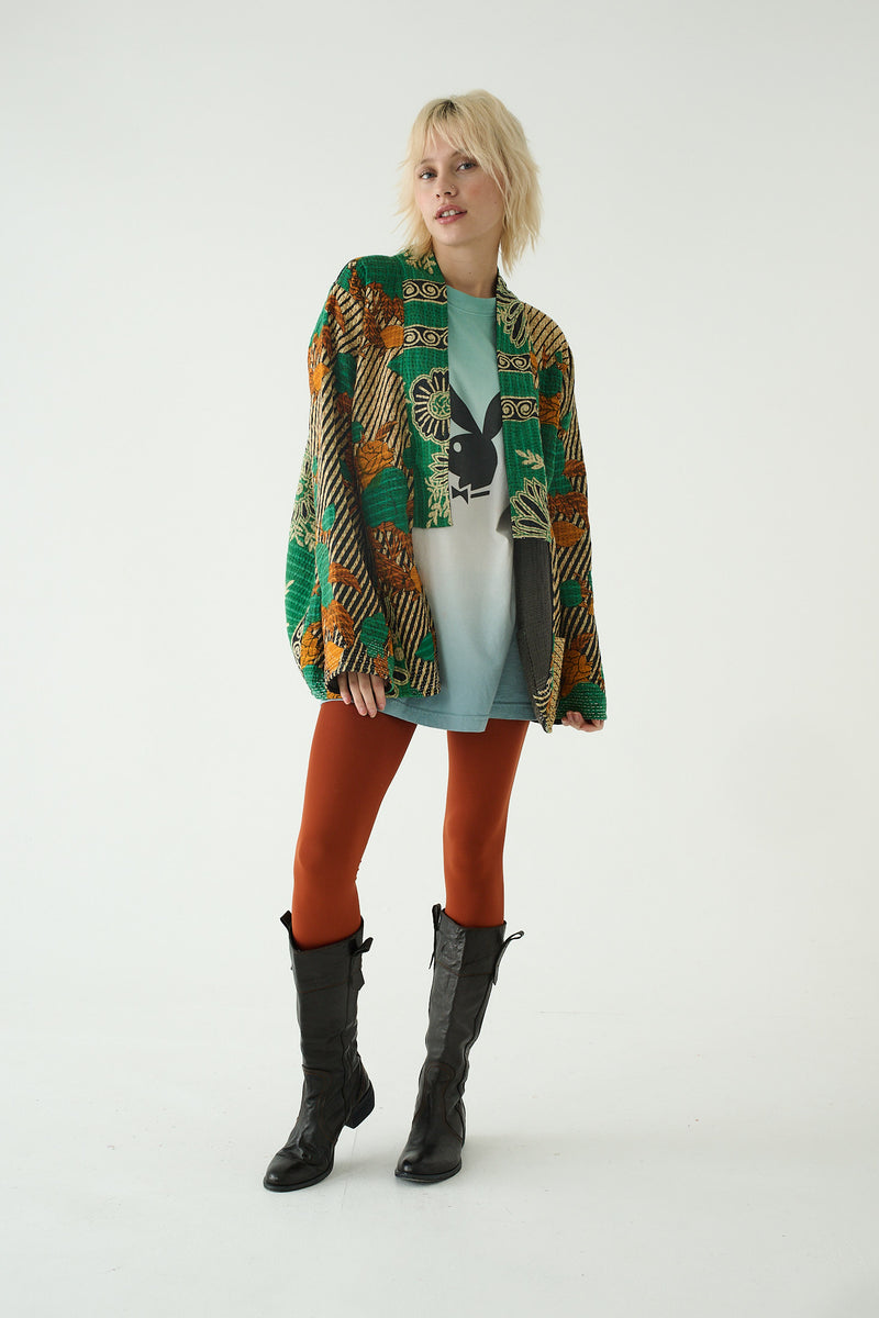 Repurposed Kantha Jacket Green 034