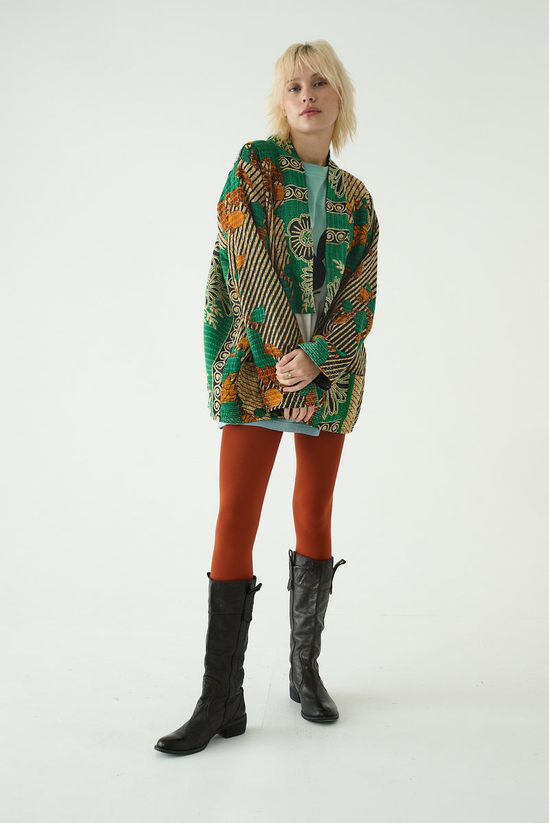 Repurposed Kantha Jacket Green 034