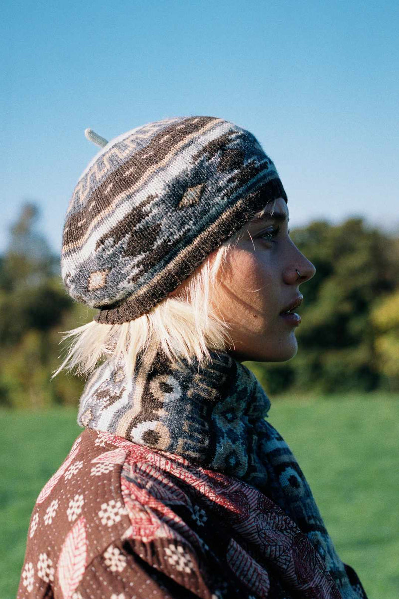 Wool Fair Isle Beret Mole