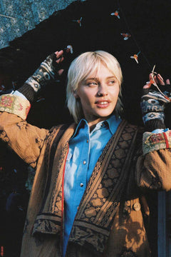 Wool Fair Isle Fingerless Gloves Mole