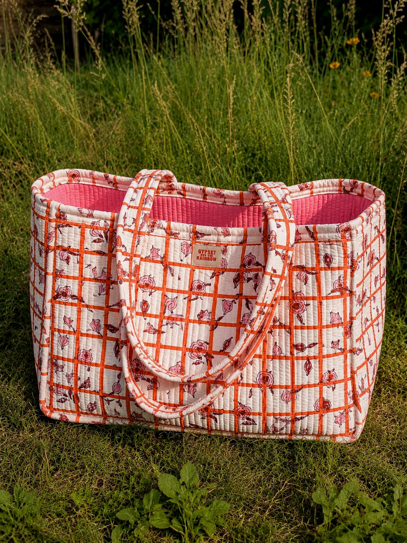 48 Hour Bag - Meadow Check 02 - Apricot