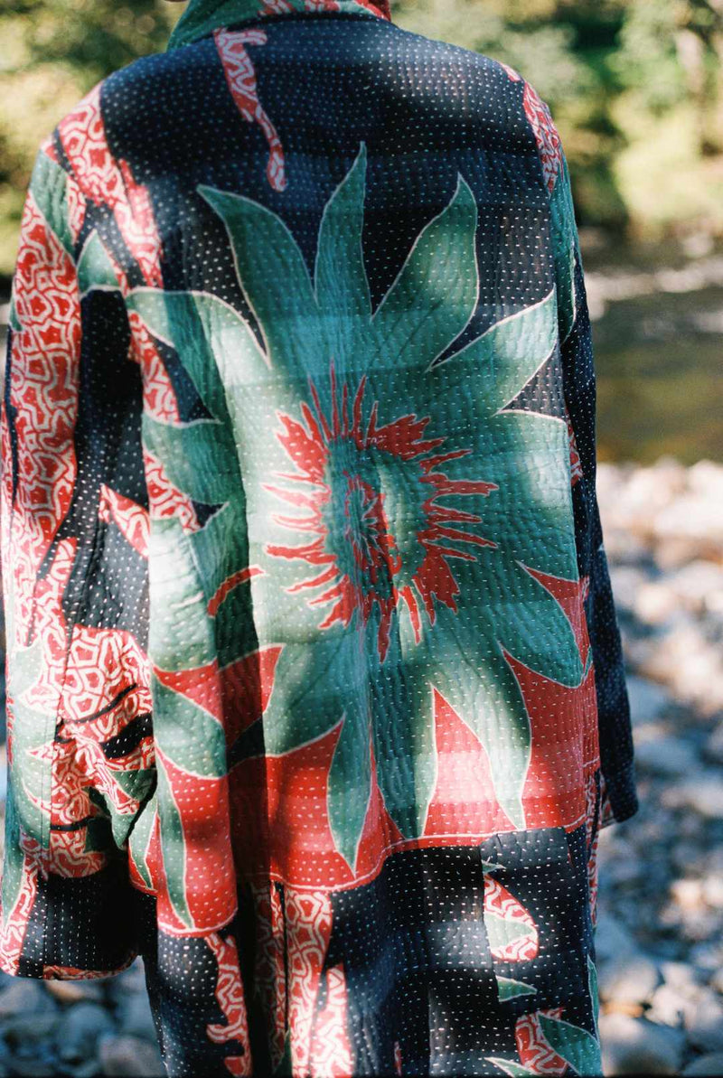 Repurposed Quilted Kantha Coat Multicolour 004