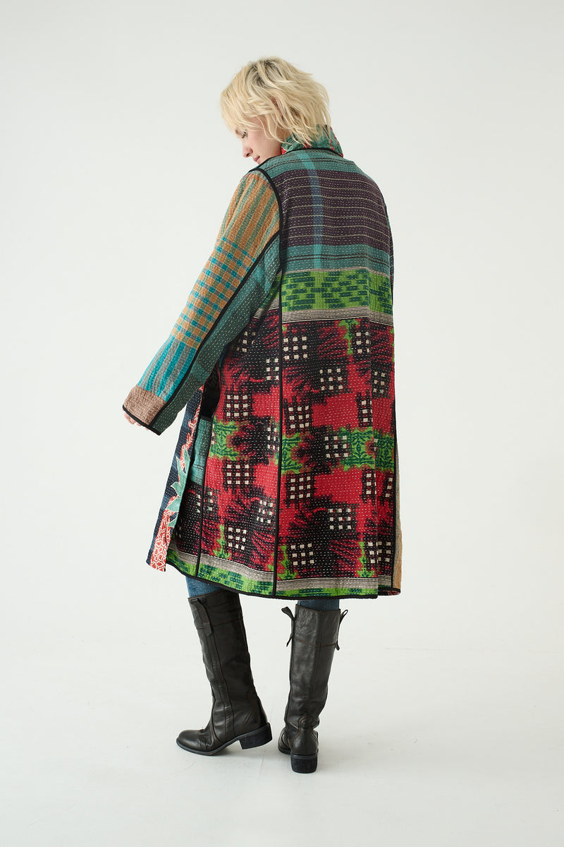 Repurposed Quilted Kantha Coat Multicolour 004