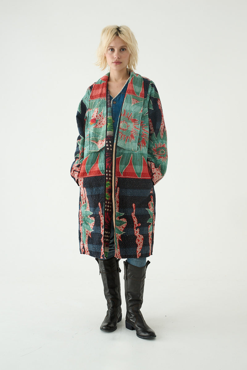 Repurposed Quilted Kantha Coat Multicolour 004