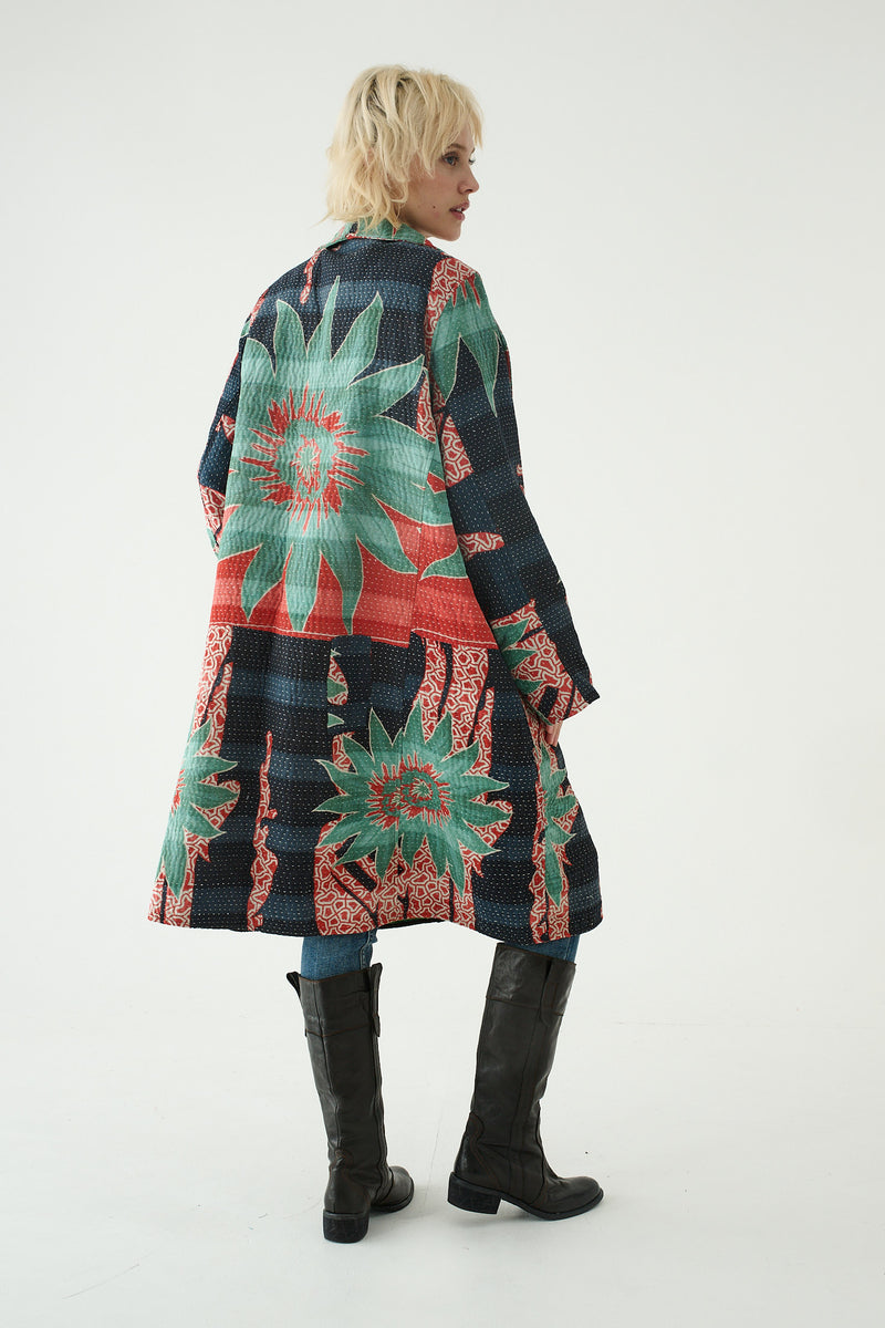 Repurposed Quilted Kantha Coat Multicolour 004