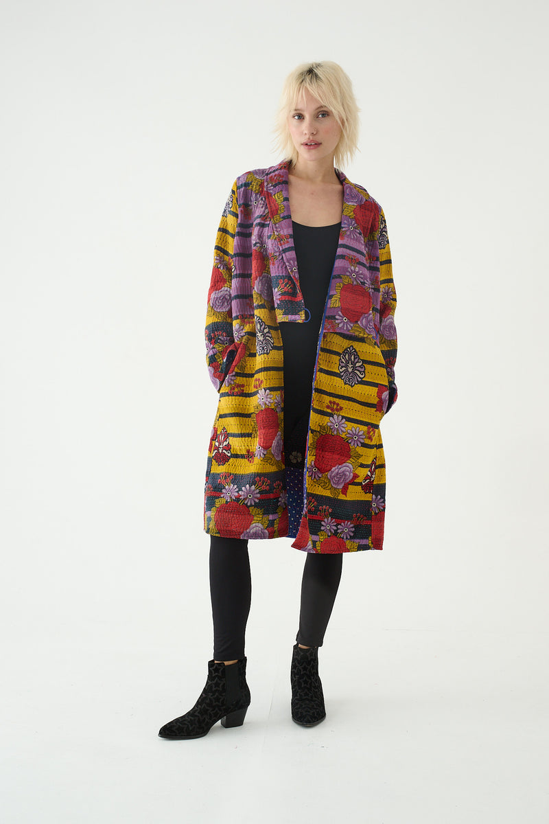 Repurposed Quilted Kantha Coat Multicolour 006