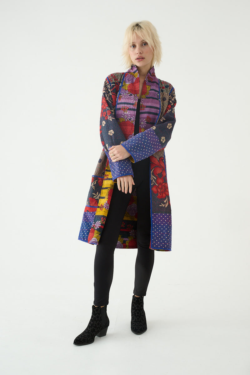 Repurposed Quilted Kantha Coat Multicolour 006