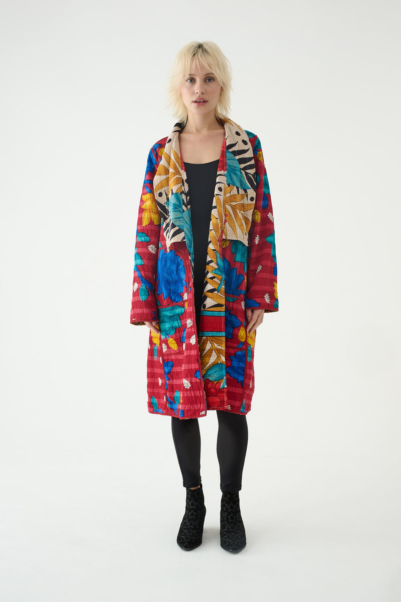 Repurposed Quilted Kantha Coat Muliticolour 016