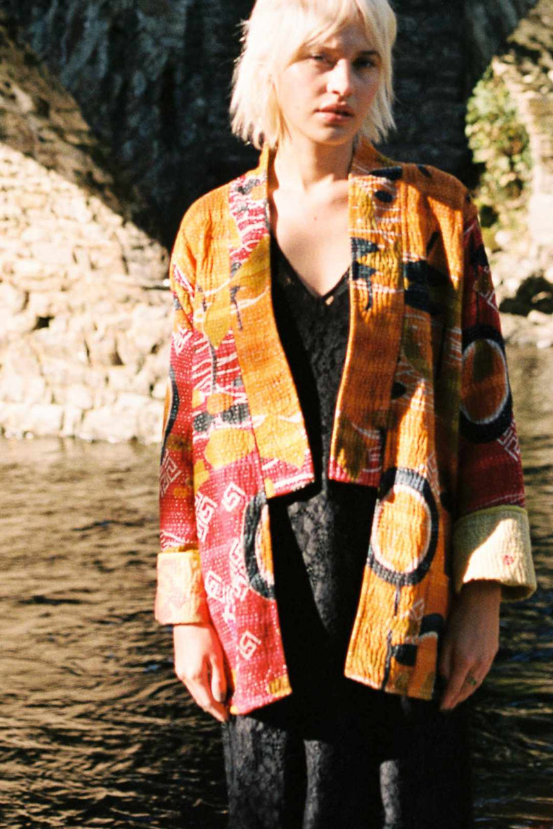 Repurposed Kantha Jacket Orange 004